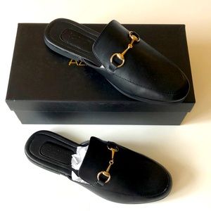 Black Leather Men’s Horsebit Slip-On Loafers